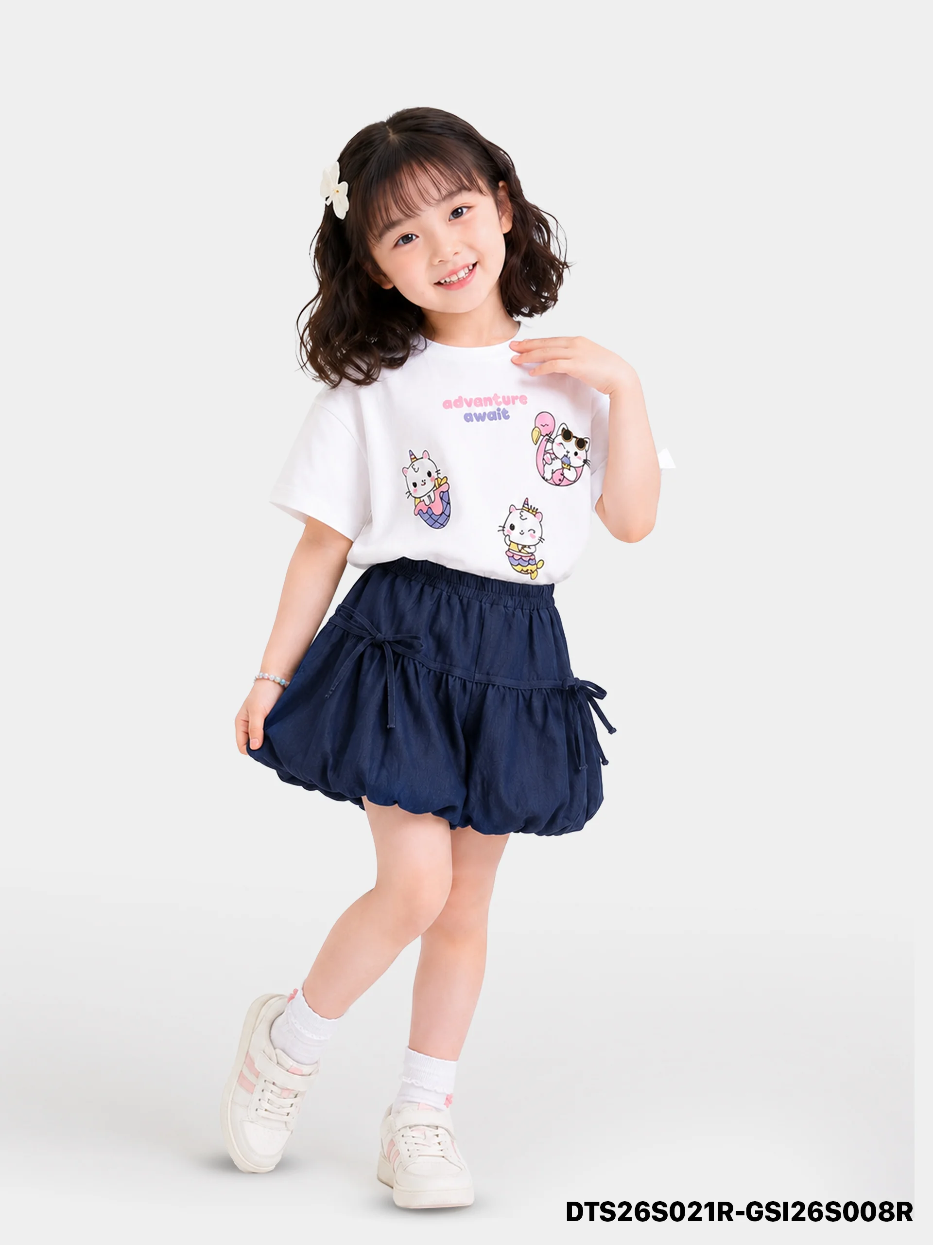 Áo Thun Không Cổ Bé Gái DTS26S021R