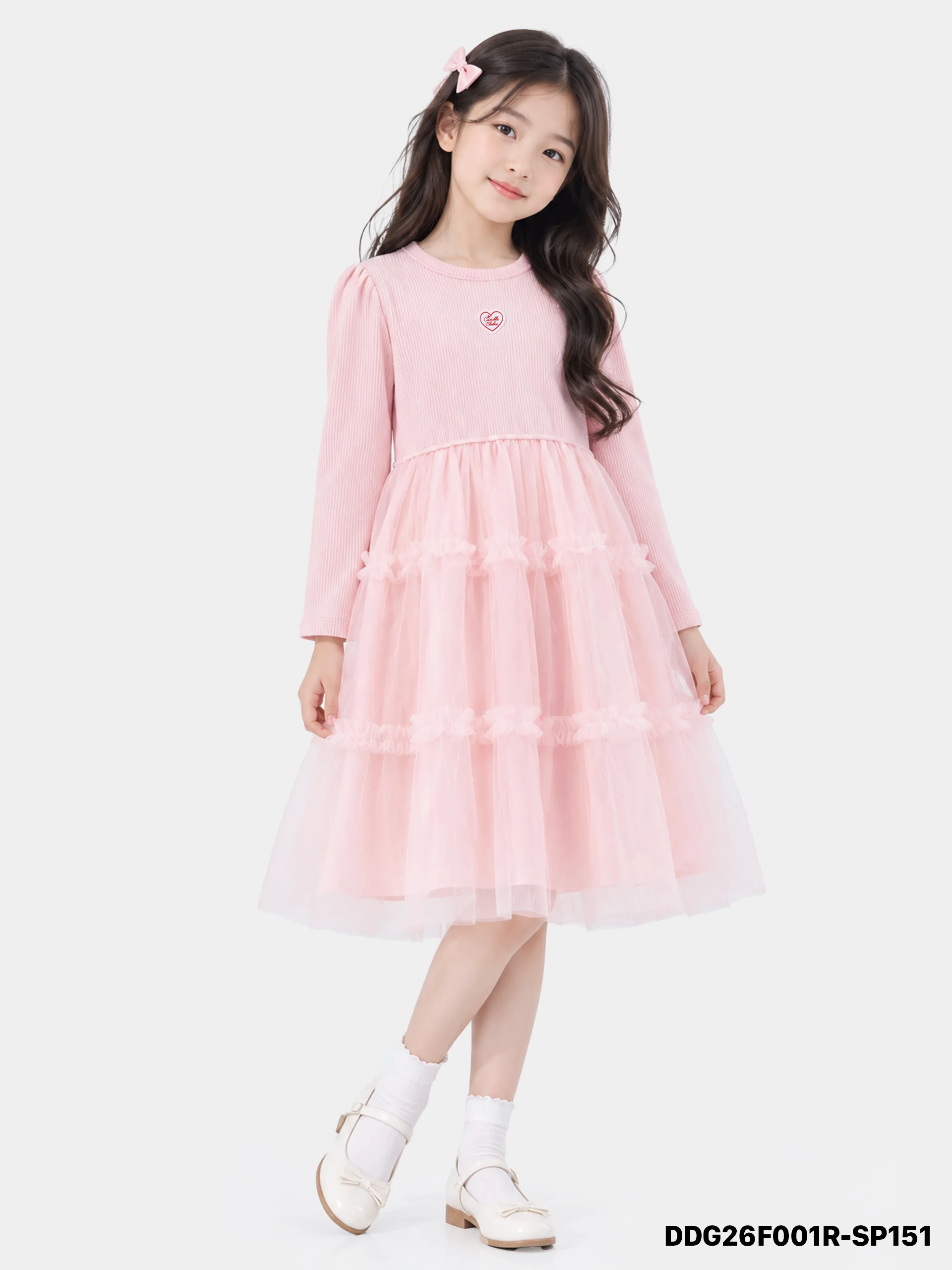 Váy Liền Dài Tay Bé Gái DDG26F001R